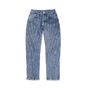 Mugler Paneled High-Rise Straight Leg Jeans
